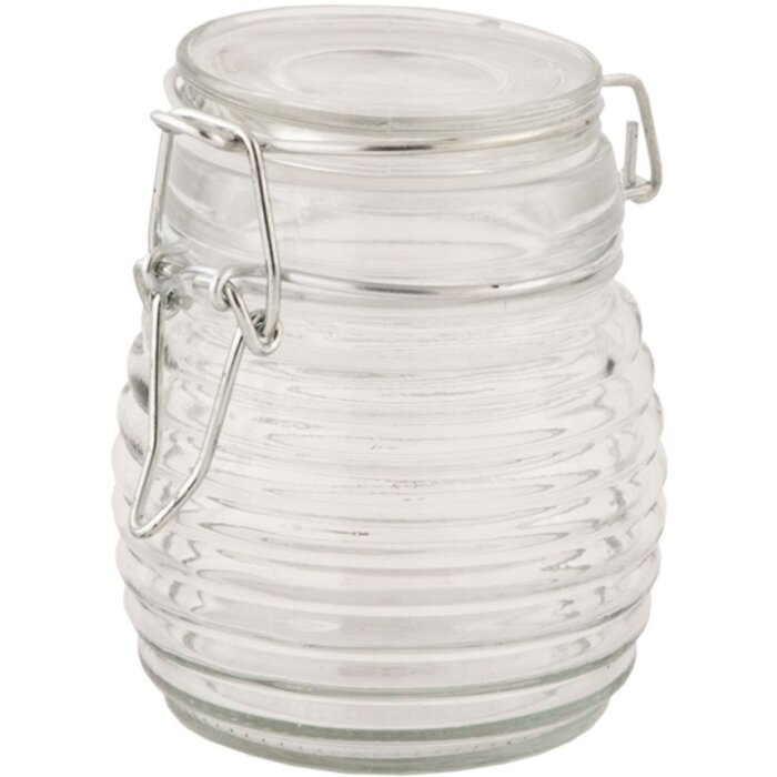 Bote de cristal Ø 7x9 cm tapón basculante