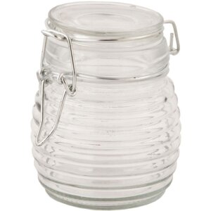 Bote de cristal Ø 7x9 cm tapón basculante
