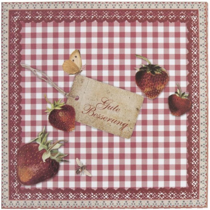 Tarjeta de convalecencia fresas 13,5x13,5 cm alemán
