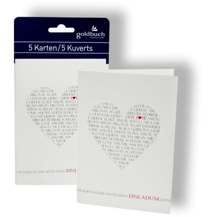 Tarjeta de invitación Love 5 tarjetas con sobre