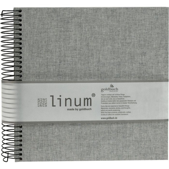 Goldbuch Álbum espiral Linum gris 22x20 cm 40 páginas blancas