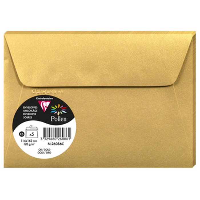 5 sobres Polen 114x162 mm dorado