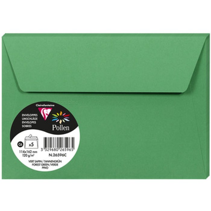 5 Sobres Polen 114x162 mm verde pino