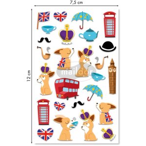 Paquete de pegatinas Cooky 3D Londres, 7,5x12cm, 1 hoja