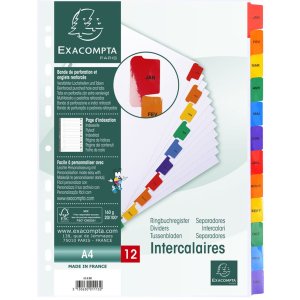 Registro Exacompta DIN A4 con 12 pestañas
