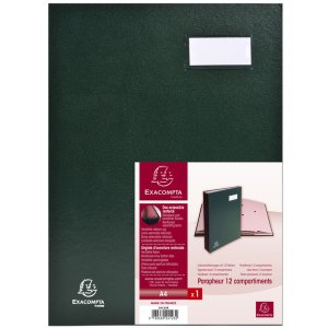 Carpeta de firmas 12 compartimentos verde A4