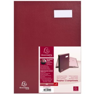 Carpeta de firmas 12 compartimentos burdeos A4
