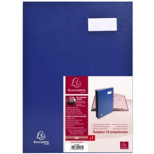 Carpeta de firmas 24185E - 18 compartimentos azul