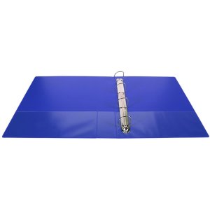 Carpeta de anillas de PP resistente de 2,8 mm con 4 anillas de 40 mm en forma de D, lomo de 67 mm, 3 fundas exteriores y 2 interiores, cubierta de Krea, DIN A4 extra ancho Azul