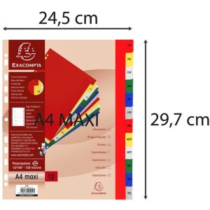 Índice DIN A4 con 12 pestañas