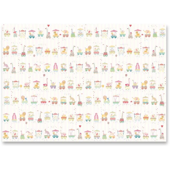 Papel de regalo ANIMAL TRAINS ROSA 50x70 cm