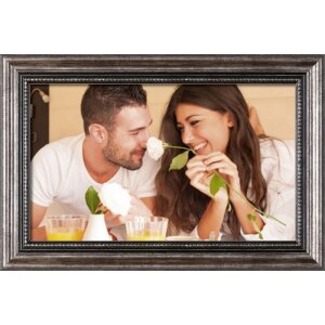 Marco de madera antiguo 15 x 20 cm espejo de metal cristal