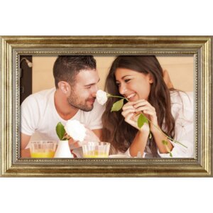 Marco de madera antiguo 30 x 60 cm espejo dorado cristal