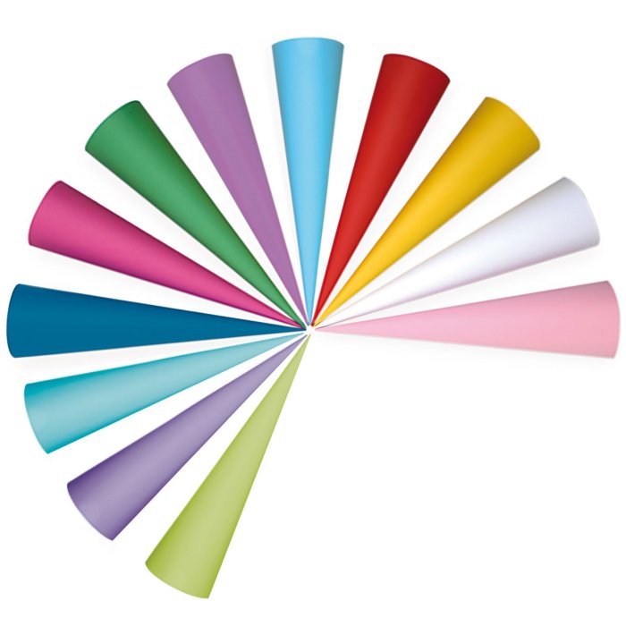 Bolsa de manualidades cono escolar cartón de colores 70 cm surtido