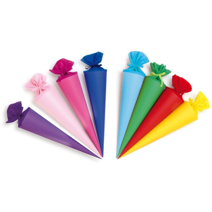 Cono escolar de cartón de color 70 cm surtido