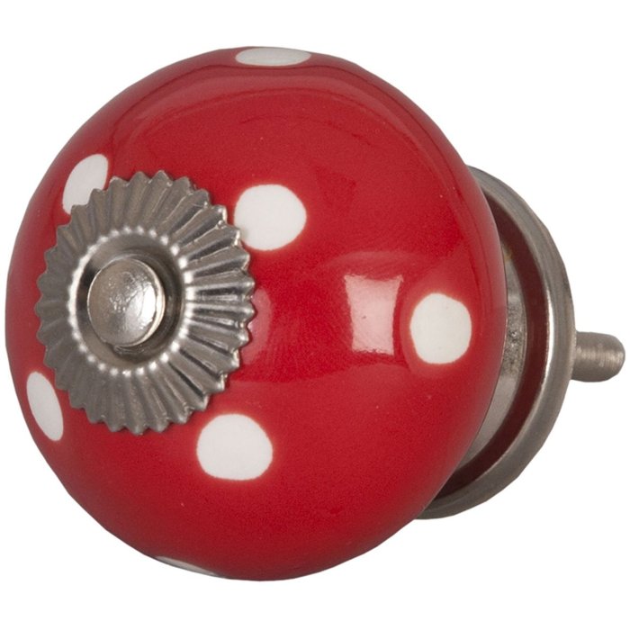 Clayre & Eef 62326 Pomo Ø 4 cm rojo punteado