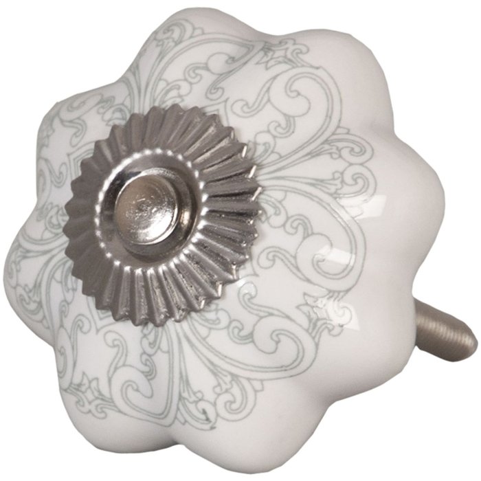 Clayre & Eef 62341 Pomo Puerta Ø 4,5 cm Cerámica Gris Blanco