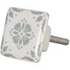 Clayre & Eef 62346 Pomo Cerámica Blanco Gris Cuadrado 3 cm