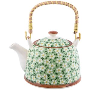 6CETE0023 Tetera blanca-verde by Clayre Eef