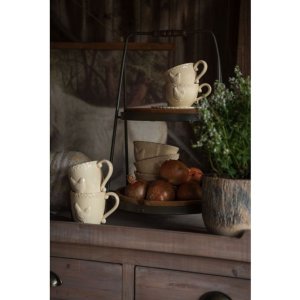 Clayre & Eef CHRKS Taza con Plato 200 ml Café Redondo Pollo Cerámica Beige