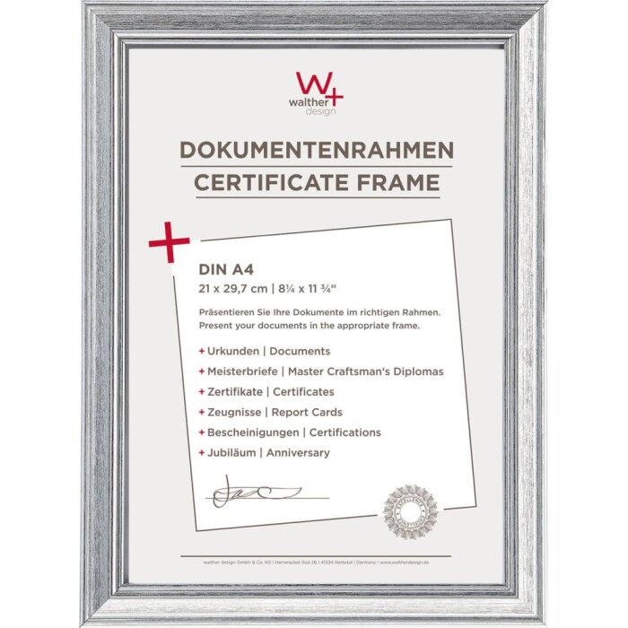 Walther Portarretratos Lounge plata 21x29,7 cm Portarretratos Certificado DIN A4