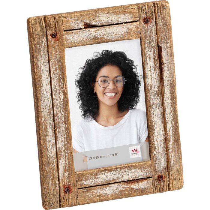 Marco de madera Walther Dupla 10x15 cm blanco-naturaleza