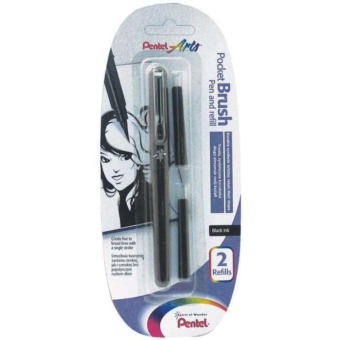 Pincel de bolsillo Pentel Blister + 2 recambios