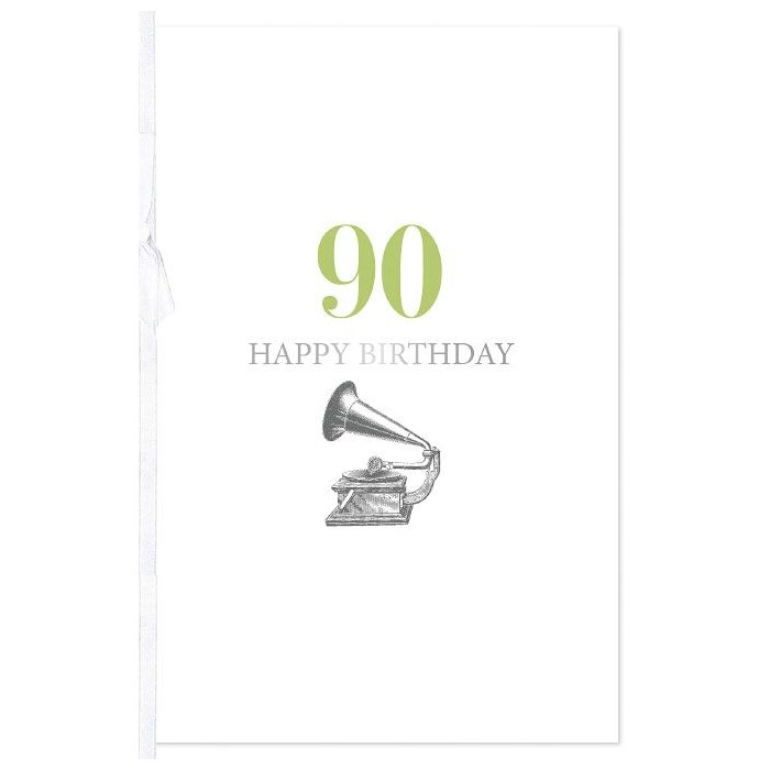 Tarjeta Artebene 90 cumpleaños lazo transparente