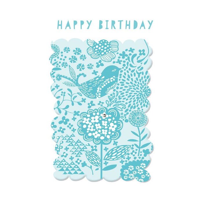 Artebene Tarjeta Cumpleaños Pájaro Azul