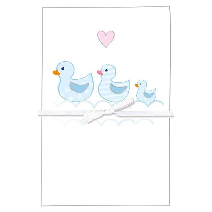 Artebene tarjeta nacimiento patito azul lazo