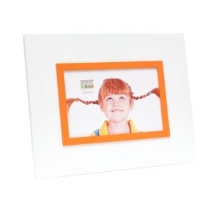 Marco de fotos S67JK 13x18 cm blanco con borde naranja