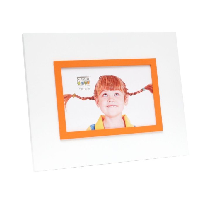Marco de fotos S67JK 15x20 cm blanco con borde naranja