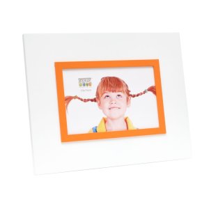 Marco de fotos S67JK 15x20 cm blanco con borde naranja