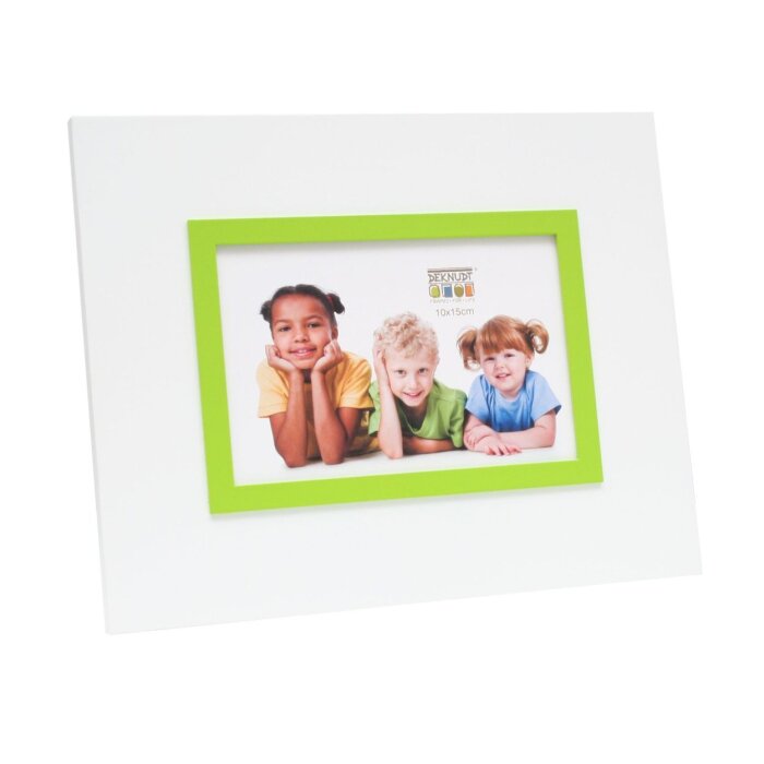 Marco de fotos S67JK 13x18 cm blanco con borde verde