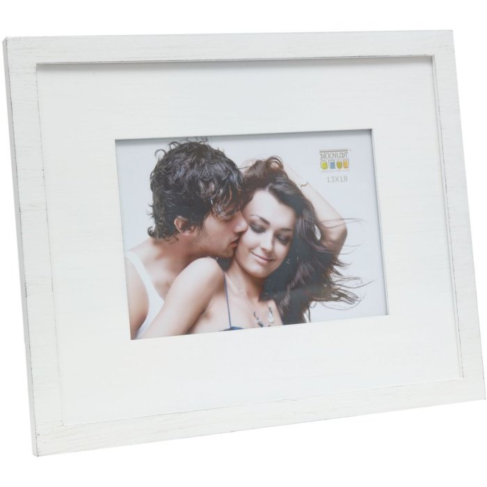 Marco de fotos S67KS paspartú de madera 13x18 cm blanco