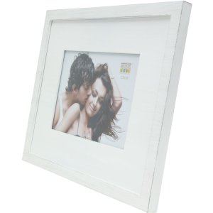 Marco de fotos S67KS paspartú de madera 13x18 cm blanco
