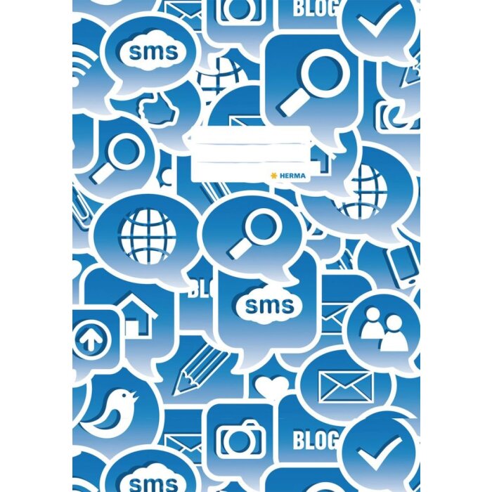 Protector de cuaderno HERMA A4 Social Icons azul