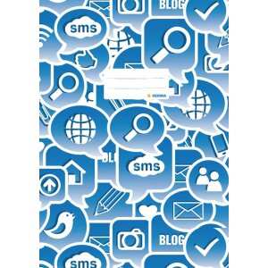 Protector de cuaderno HERMA A4 Social Icons azul
