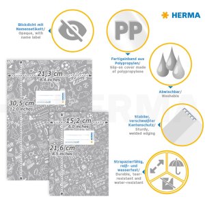 HERMA Protector de cuaderno A4 SCHOOLYDOO gris