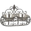 Clayre & Eef 6Y1407 Comedero Perro Gato 2x500 ml Metal Marrón Rectangular