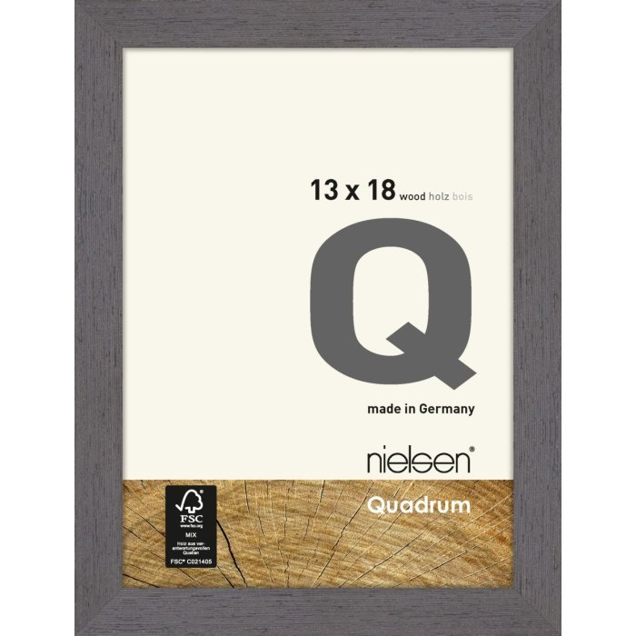Marco de madera con clip Quadrum 13x18 cm gris