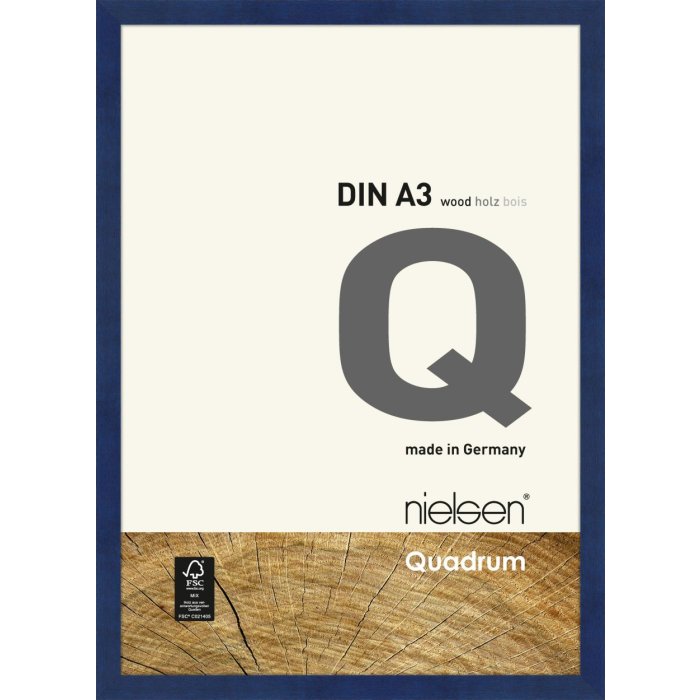 Marco de madera con clip Quadrum 30x42 cm azul
