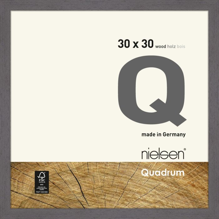 Marco de madera con clip Quadrum 30x30 cm gris