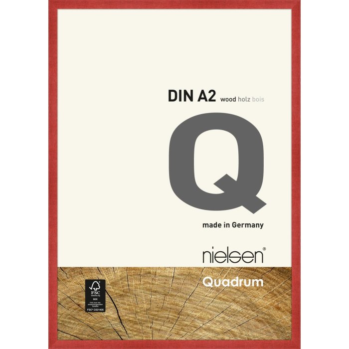 Marco de madera con clip Quadrum 42x60 cm rojo