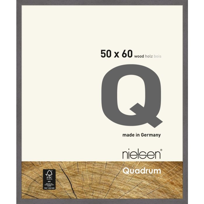 Marco de madera con clip Quadrum 50x60 cm gris