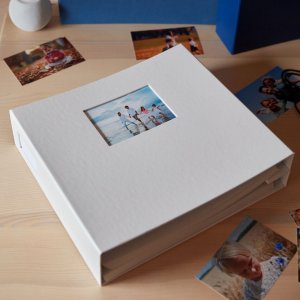 HNFD Álbum de fotos XL LONA burdeos 37,5x34 cm 168 páginas blancas
