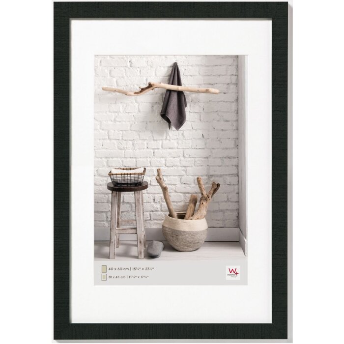 Marco de madera Walther Home negro 40x60 cm con Passepartout 30x45 cm