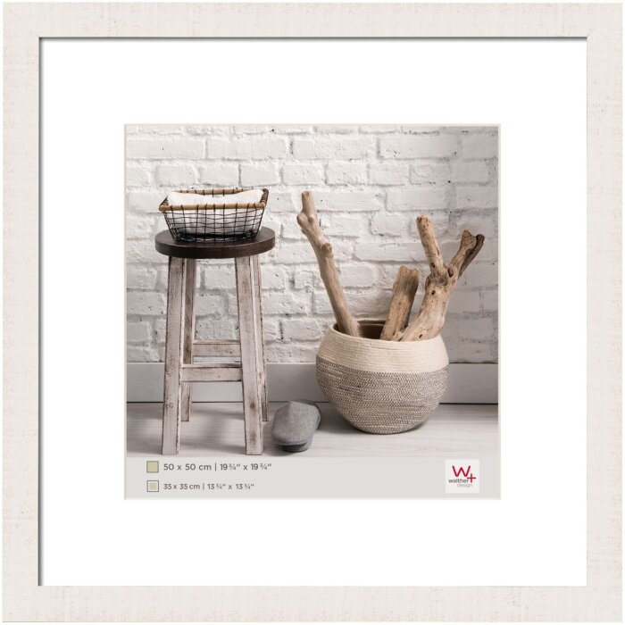 50x50 cm Marco de madera HOME en blanco polar