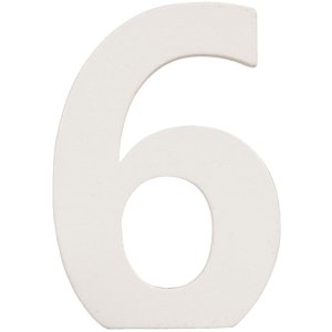 Número 6 de MDF natural 8x5 cm