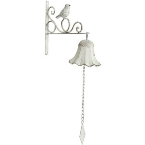 Timbre Shabby blanco con pájaro
